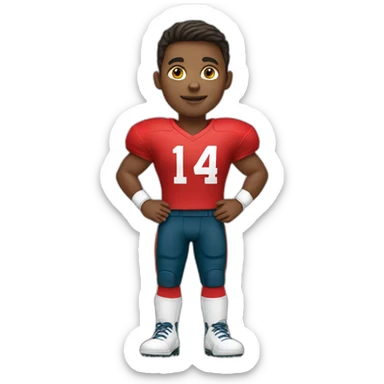 Young football player in red t-shirt sticker