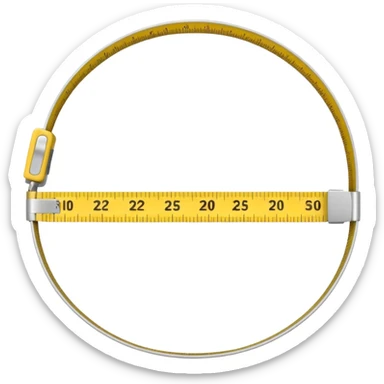 A tape measure forming a loop around a waist sticker