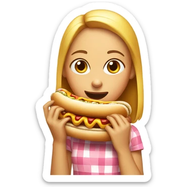 Girl eating hotdog sticker