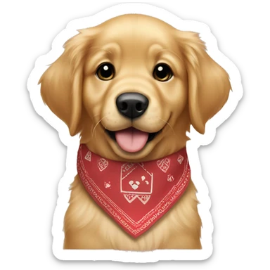 puppy golden retriever with bandana with the name pockets on it sticker