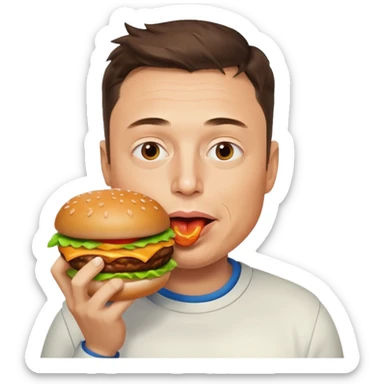Elon Musk eat hamburger  sticker