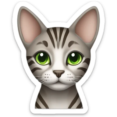 Skinny silver brown striped cat with green eyes sticker