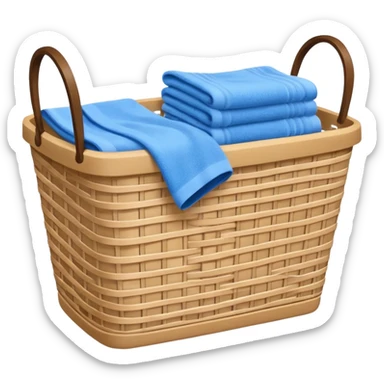 laundry basket with blue towels sticker