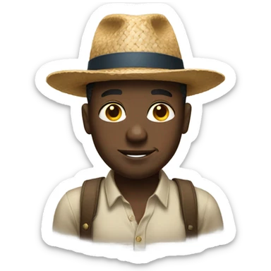 Black man with a straw hat on sticker