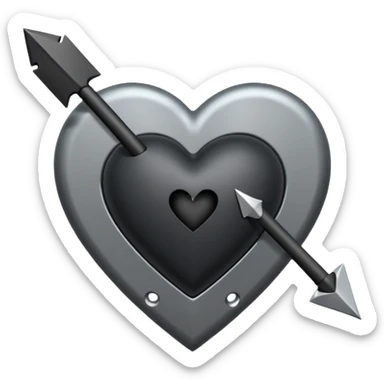 Black heart with cross arrow. Don't use red colour . Use normal Arrow which goes from one side and come out of other  sticker