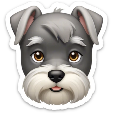 Cinematic Noble Miniature Schnauzer Portrait Emoji, Standing with a proud and stately demeanor, showcasing a sharply defined, salt-and-pepper fur with distinguished eyebrows and a confident, alert expression, simplified yet exquisitely detailed, glowing with a refined, dignified radiance, high shine, exuding intelligence and classic noble charm, soft glowing outline, capturing the essence of a noble Miniature Schnauzer that commands attention with effortless style! sticker
