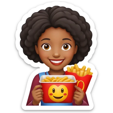 black girl holding happy meal sticker