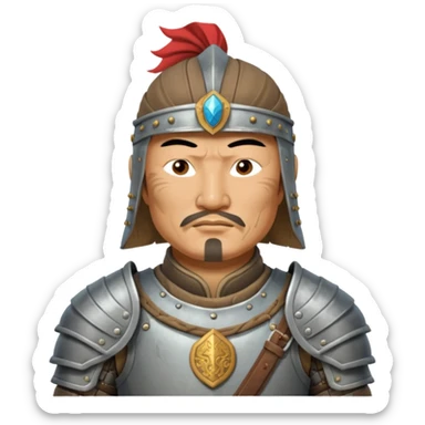 portrait of Genghis Khan in armor rotated 45 degrees to the right sticker