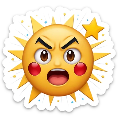 expressive angry emoji landing punch on surprised emoji, comic book effects with stars, motion lines, and 'POW!', bold and fun sticker