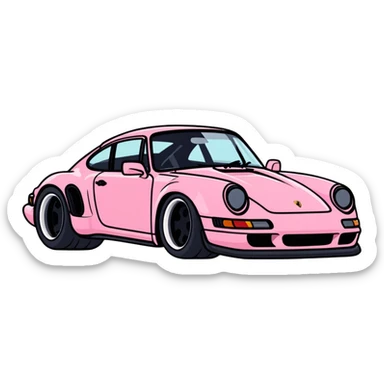 full view of a pink porsche sports car sticker