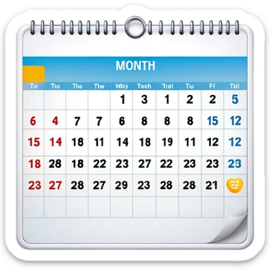 Wall calendar with a month view showing events and appointments sticker
