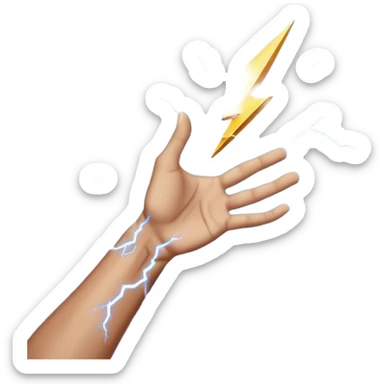 Hand catching a lightning bolt mid-air sticker