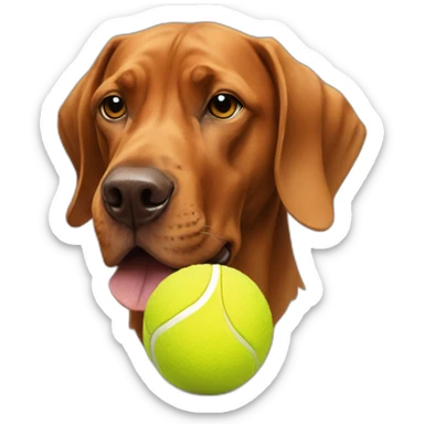vizla dog chewing on tennis ball sticker