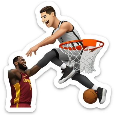 Cristiano Ronaldo dunking on LeBron James  sticker