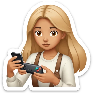 Girl playing video games on her iPhone sticker