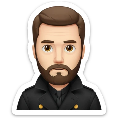 bearded man in black in black trenchcoat  sticker