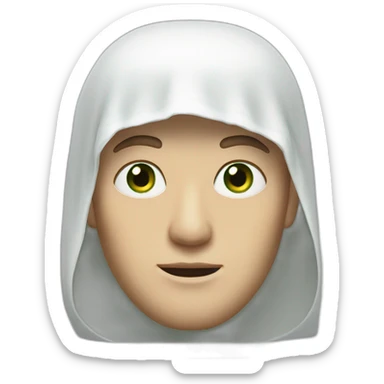 white man with a white veil on his head, green eyes sticker