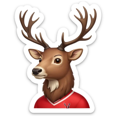 Stag in red jersey- fairfield university lucas the stag sticker