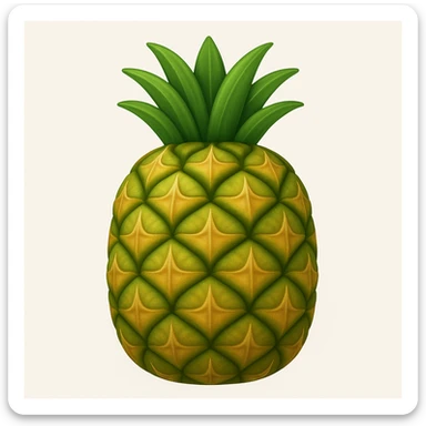 Create a pineapple emoji inspired by the reference image. The style should have realistic texture and detailed pattern but remain simplified and emoji-like. sticker