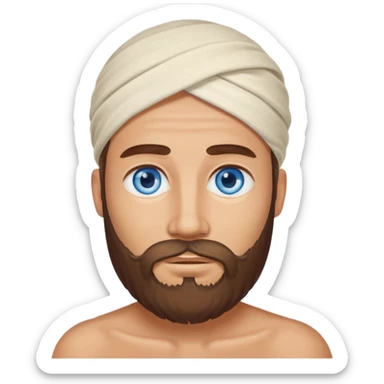 blue eyed desert bearded man cowered with creme cloth sticker
