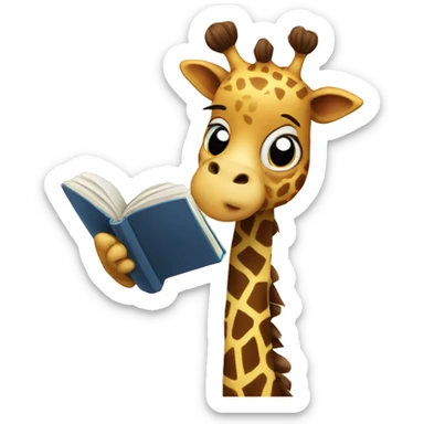A cute giraffe with a book sticker