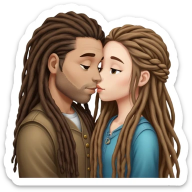 Man with dreads kissing girl with brown long hair  sticker