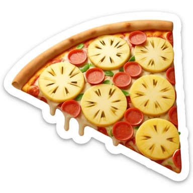 pizza slice with half a pineapple on top, apple style emoji sticker