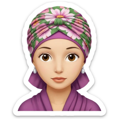 Mujer con turbante oncologico  sticker