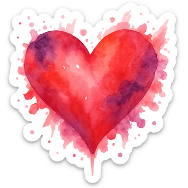 Isolate the heart with a watercolor splash, no background, in a gpt-image style. sticker