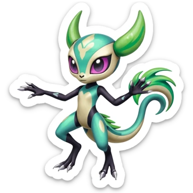 Colorful Shiny Edgy Cool Badass Painted Splashed Exotic Meloetta-Palkia-Virizion-Venom-Stitch-Fakémon-creature-hybrid sticker