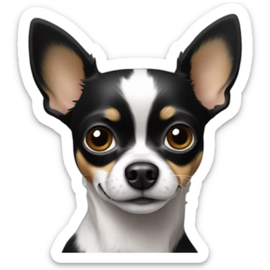 Chienne noire chihuahua poils longs ventre blanc et bouts des pattes blancs sticker