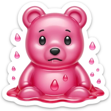 Sad light pink Gummy bear melting into ground sticker