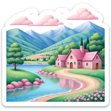Renoir style pink SPAM art landscape sticker