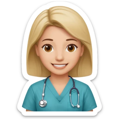 female doctor wearing scrubs sticker