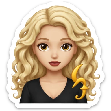 split dye leftside blonde rightside black long curly hair, pretty pale Latina bratz baddie sticker