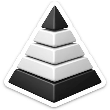 2D triangle with squares stacking up inside to demonstrate a social herarchy (all black and white) sticker