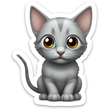 grey kitten blue eyes and cockroach sticker