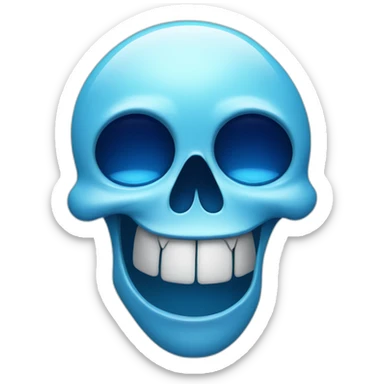 Skull laugh crying with blue tears sticker