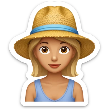 full body woman with straw hat sticker
