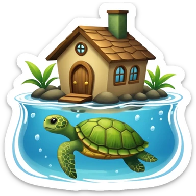 pet turtle in water house sticker