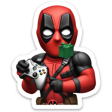 Deadpool holding xbox controller sticker