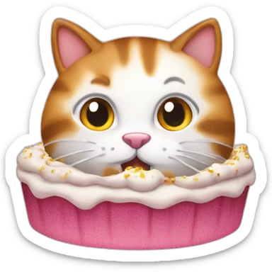 Un chat sur un gateau sticker