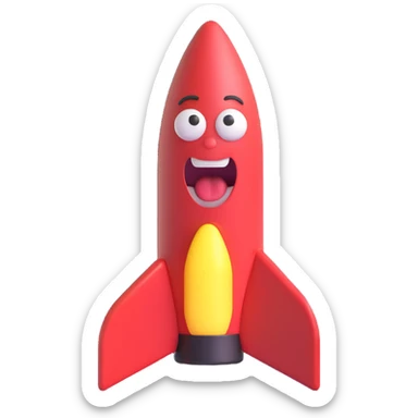 rocket man with a screaming face and farting, 3D emoji style sticker