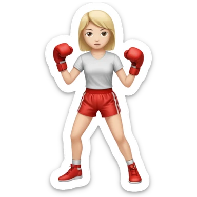 girl boxing with shirt on full body sticker