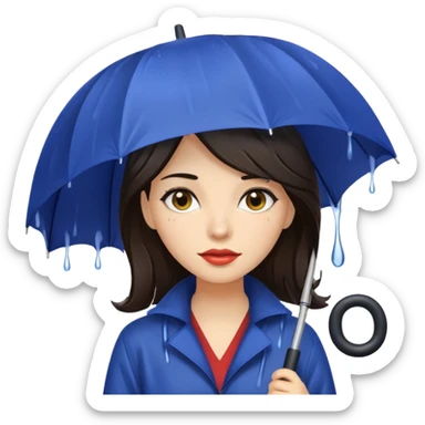 she getting wet (umbrella, dripping dark hair) sticker