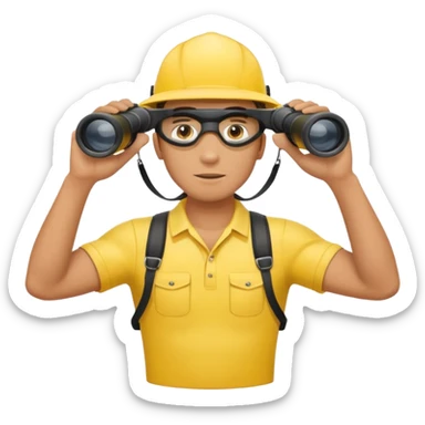 Male lifeguard – yellow shirt, binoculars in hand, scanning the sea, full body sticker