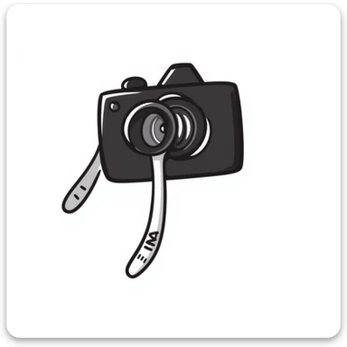 digital camera, hand-drawn doodle style sticker