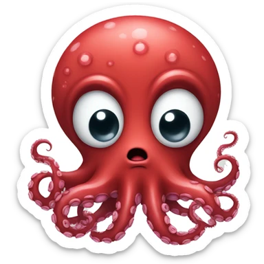 red cartoon octopus with scared sticker