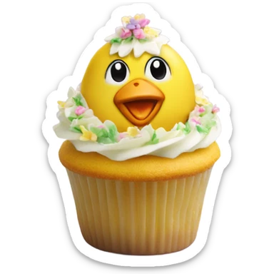 beautifully decorated Easter chick cupcake sticker