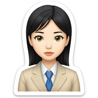 Japanese business woman with light skin tone and black hair sticker